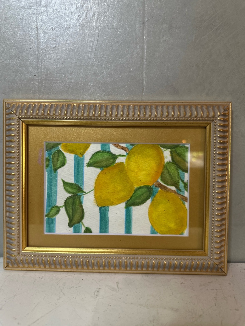 ORIGINAL FRAMED WATERCOLOR PAINTING LEMONS